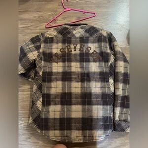 Yeseyesee Plaid Flannel Jacket with Lettering in the Back